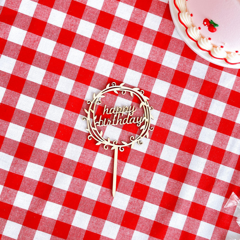 Wooden Cake Decor Party Tassel Stand Cake Sticker