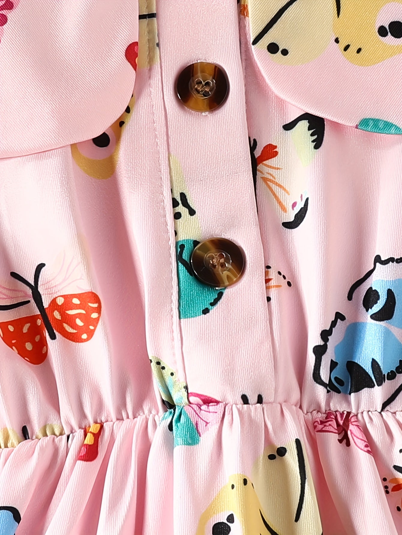 Girls Casual Butterfly Print Long Sleeve Dress