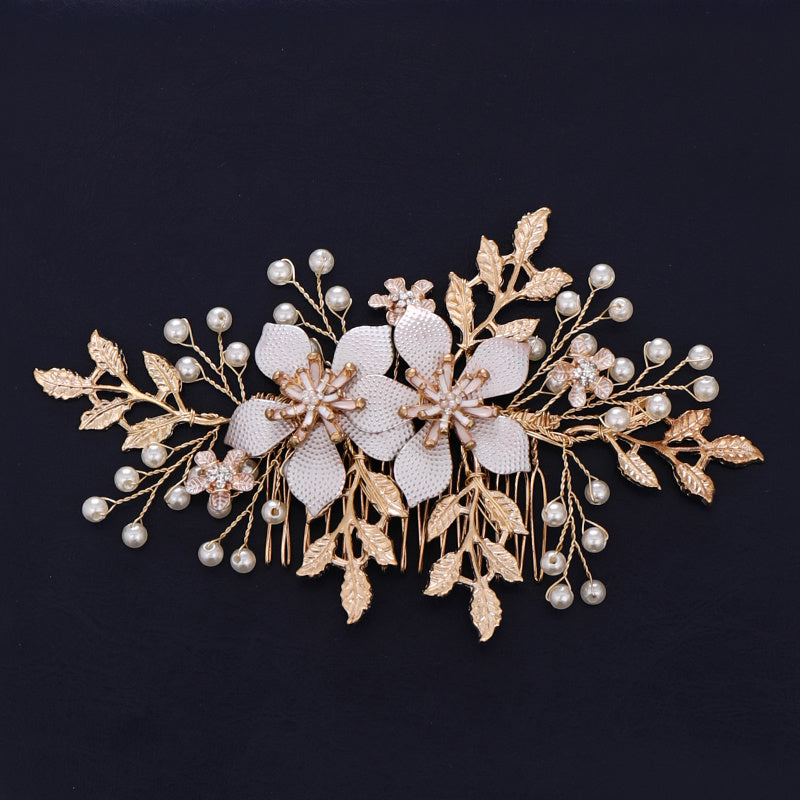 Pearl & Floral Bridal Hair Clip - Wedding Hair