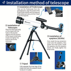 SCIENCEHORSE Telescope with Binoculars 30 60x Magnification Manual Focus