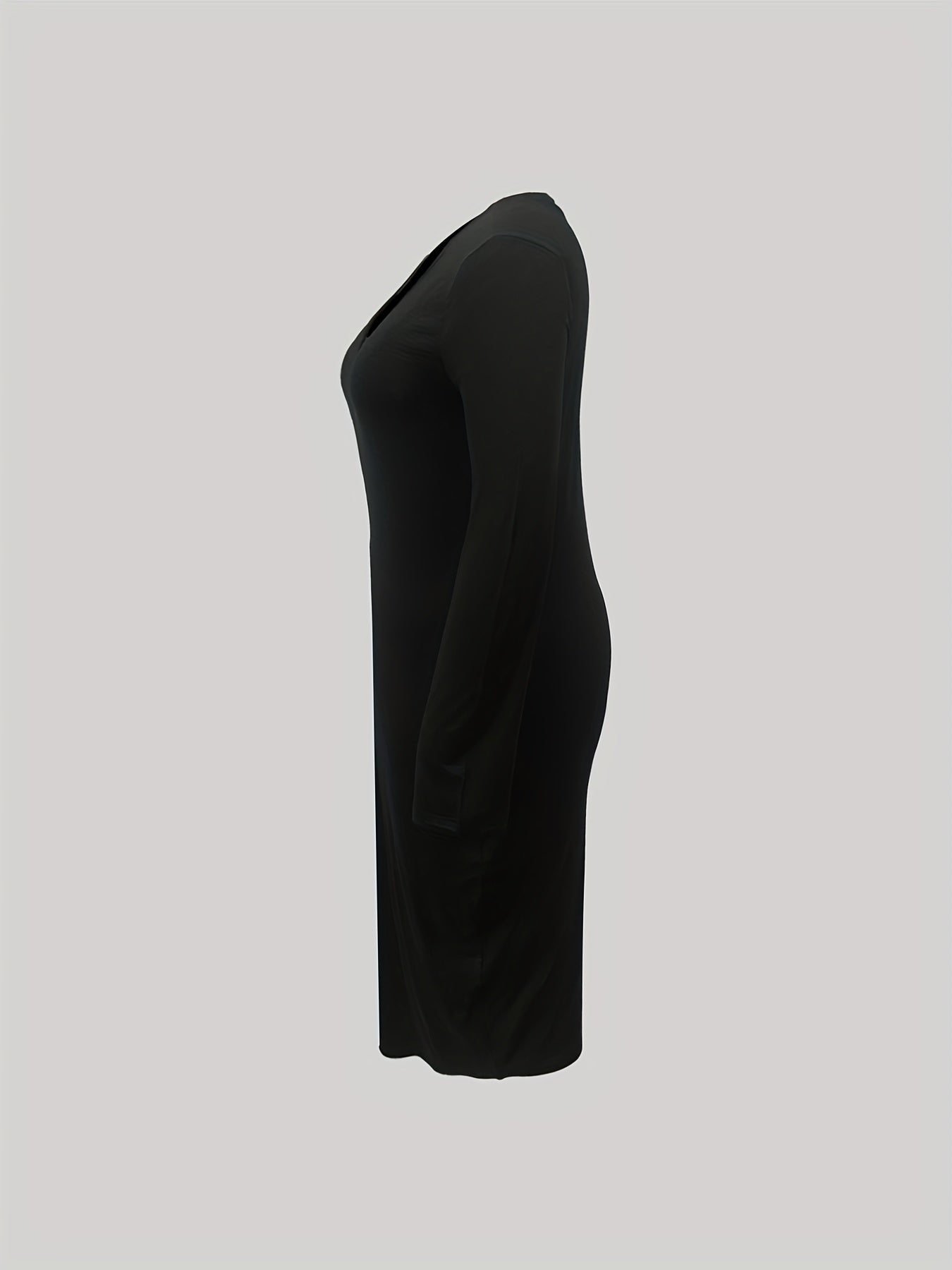  V Neck Long Sleeve Stretch Dress