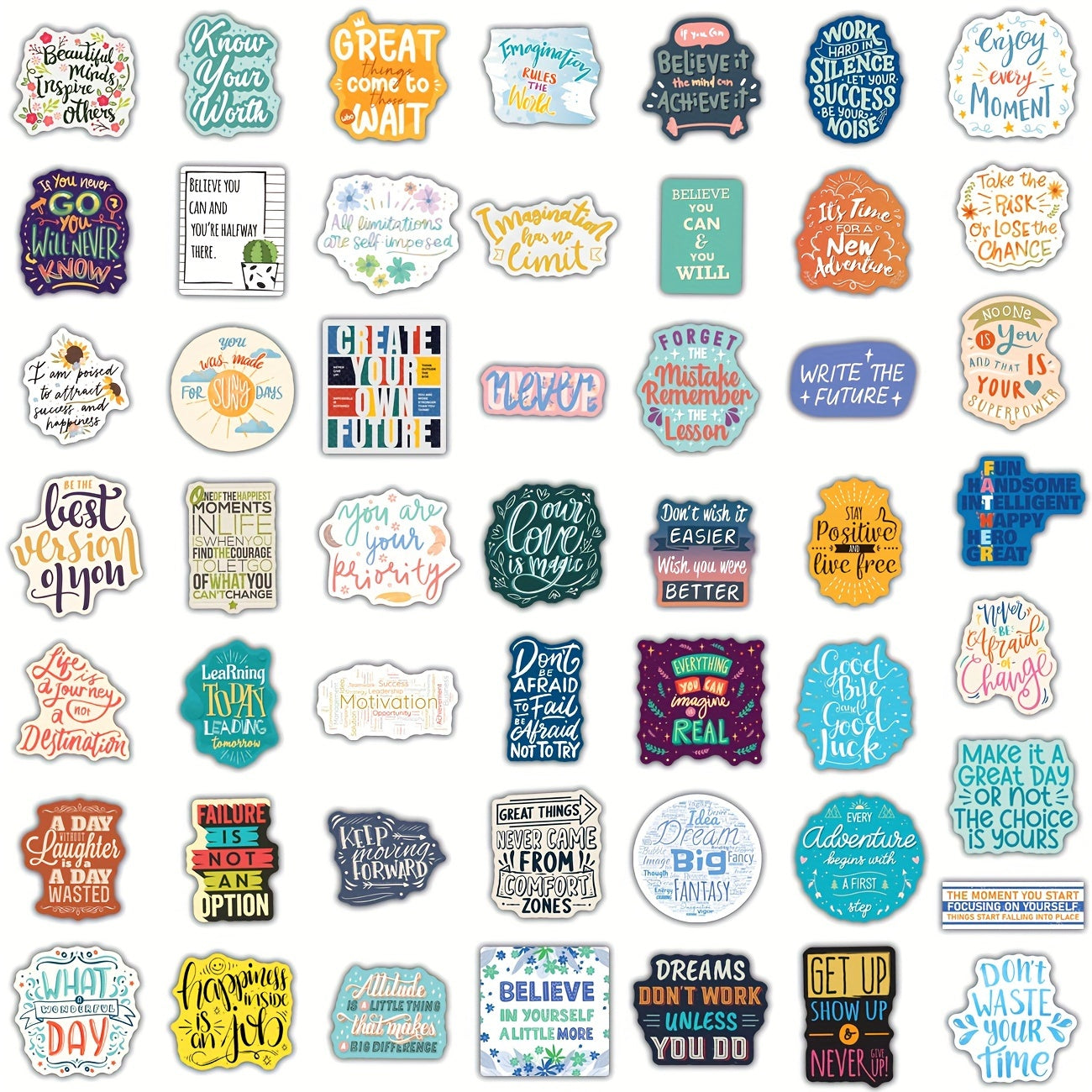 100pcs Motivational Stickers Pack - Positive Quotes Vinyl Stickers