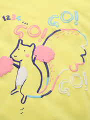 Girls Squirrel Print Short Sleeve T Shirt - Summer Top for Kids
