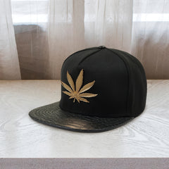 Hip Hop Baseball Cap Hemp Leaves Pattern Flat Brim