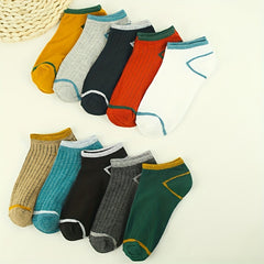 10 Pairs Colorblock Ankle Socks Soft Lightweight Low Cut Women's Stockin