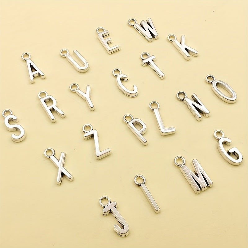 26pcs Antique Silver English Alphabet A Charms Pendant DIY Jewelry Making