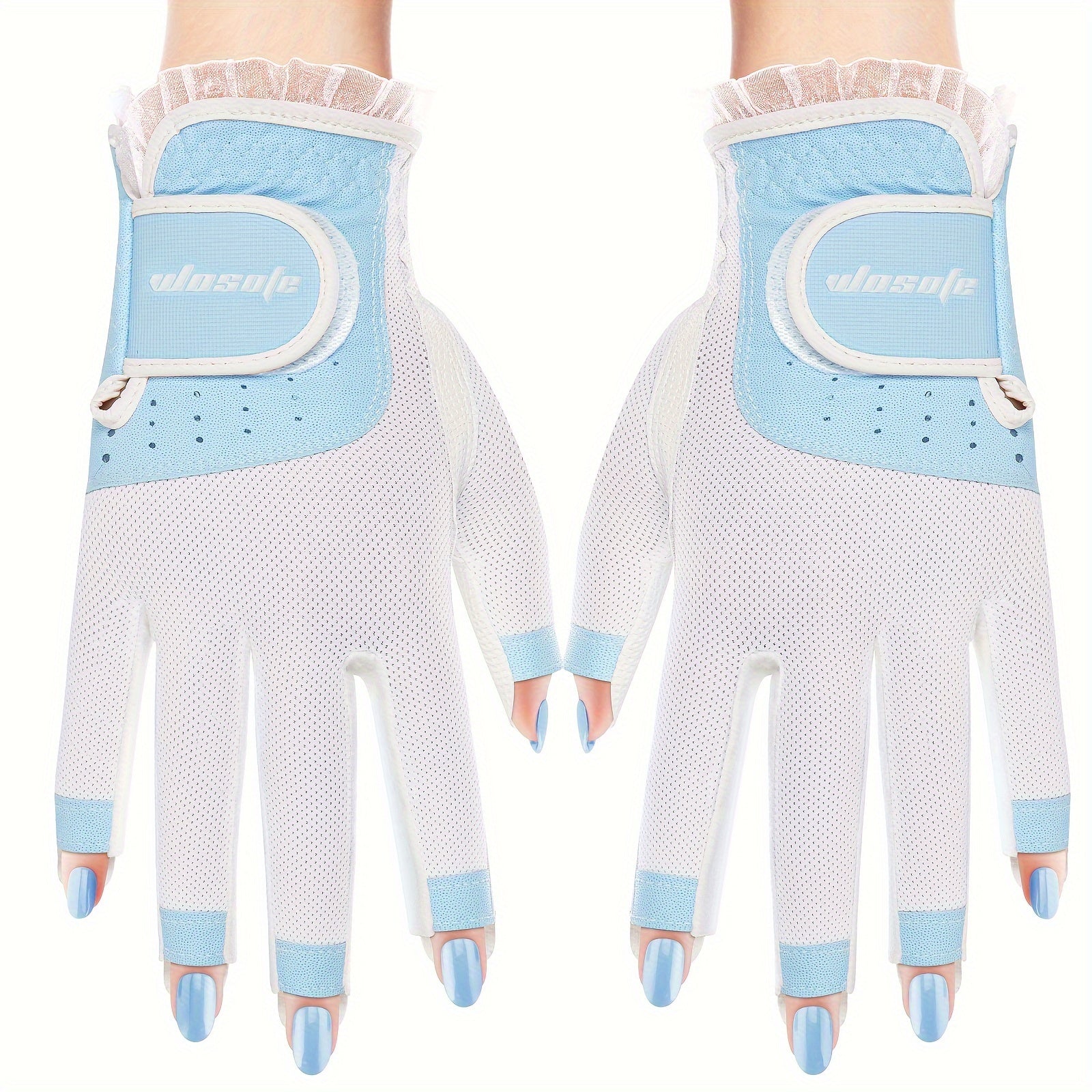 Women's Half Finger Golf Gloves Soft PU Leather Breathable Extra Grip Sport