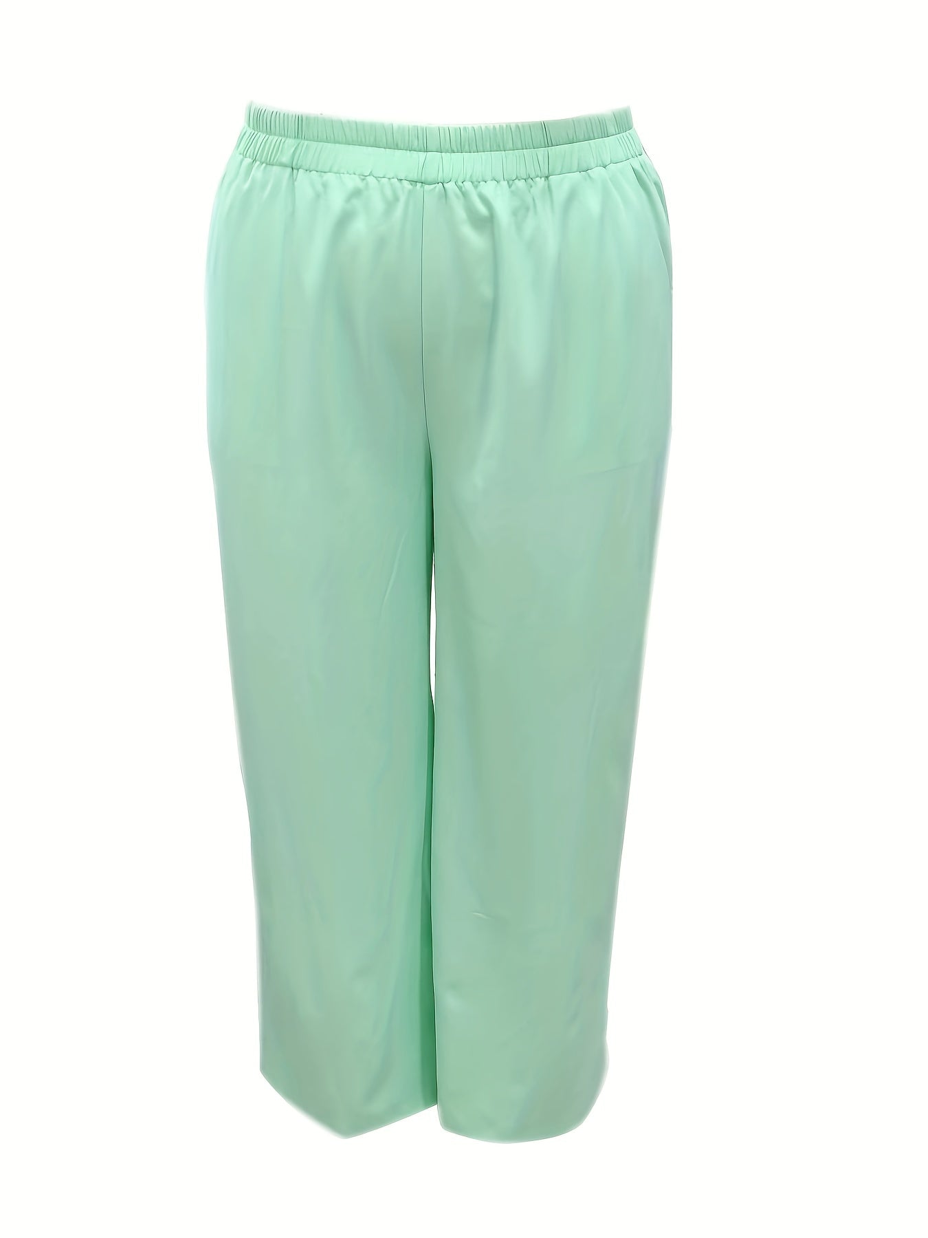  Solid Button Up Blouse & Pants Outfits 2 Piece Set