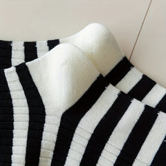 5 Pairs Striped Crew Socks Women's Stockings & Hosiery