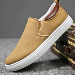 Men's Canvas Slip On Sneakers Loafers Khaki Grey
