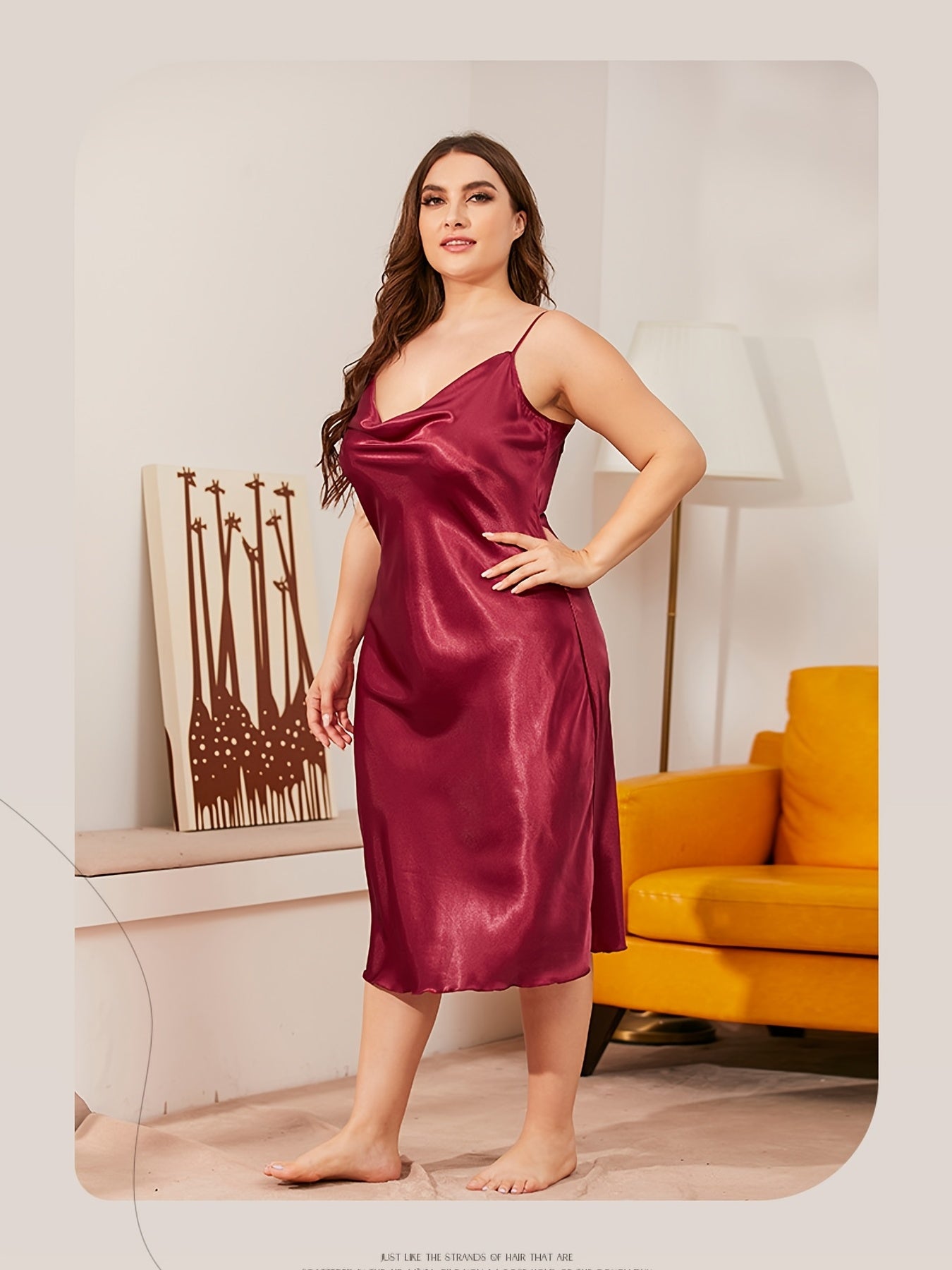  Satin Loose Fit Pajama Dress Comfort Casual Sleepwear