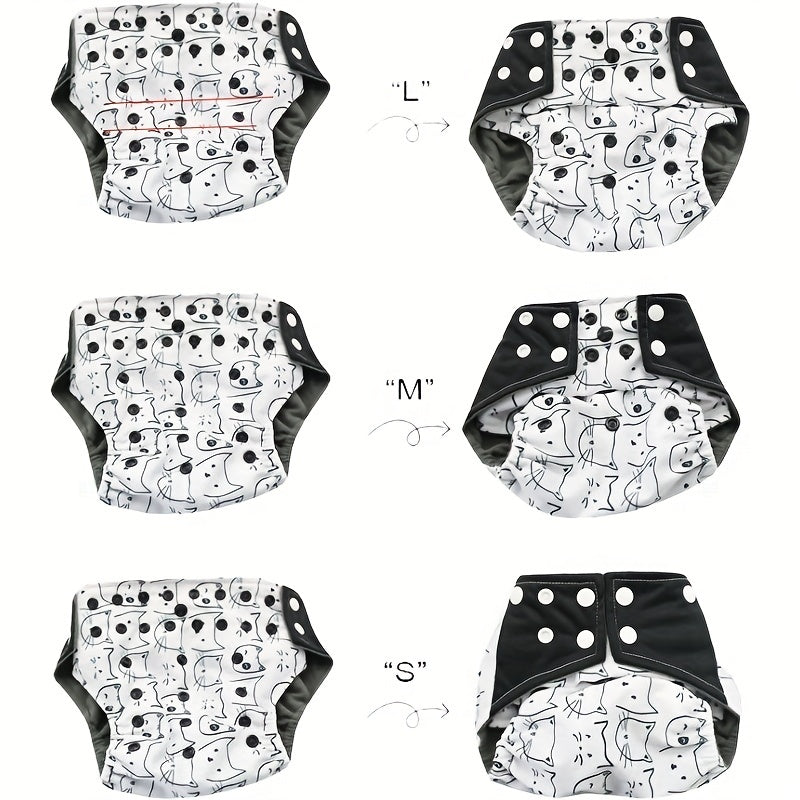 4pcs Washable Cloth Diapers For Boys Girls Adjustable Nappy with Inserts
