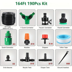 164ft DIY Garden Drip Irrigation System - Save Time & Water