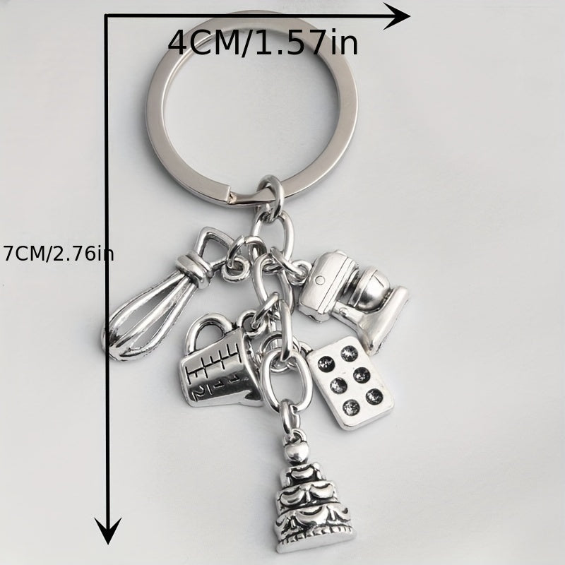 Mini Bake Tools Keychain Metal Key Ring Purse Handbag Car Charm Phone Pendant
