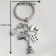 Mini Bake Tools Keychain Metal Key Ring Purse Handbag Car Charm Phone Pendant