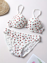 Floral Print Push Up Bra & Panties Set