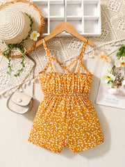 Girl's Floral Print Suspender Jumpsuit Kid's Casua...