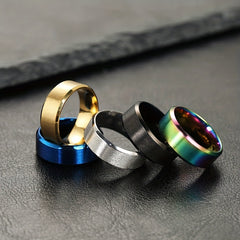 Stainless Steel Ring Matte Finish Beveled Polished Edge Comfort Fit