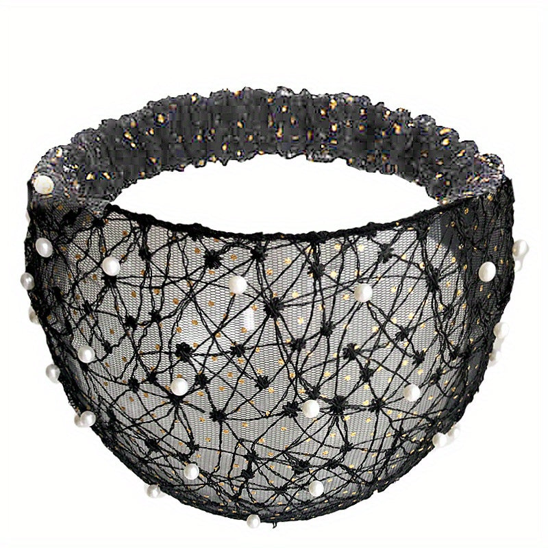 Vintage Boho Bandana Headband with Faux Pearl Stretch