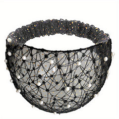 Vintage Boho Bandana Headband with Faux Pearl Stretch
