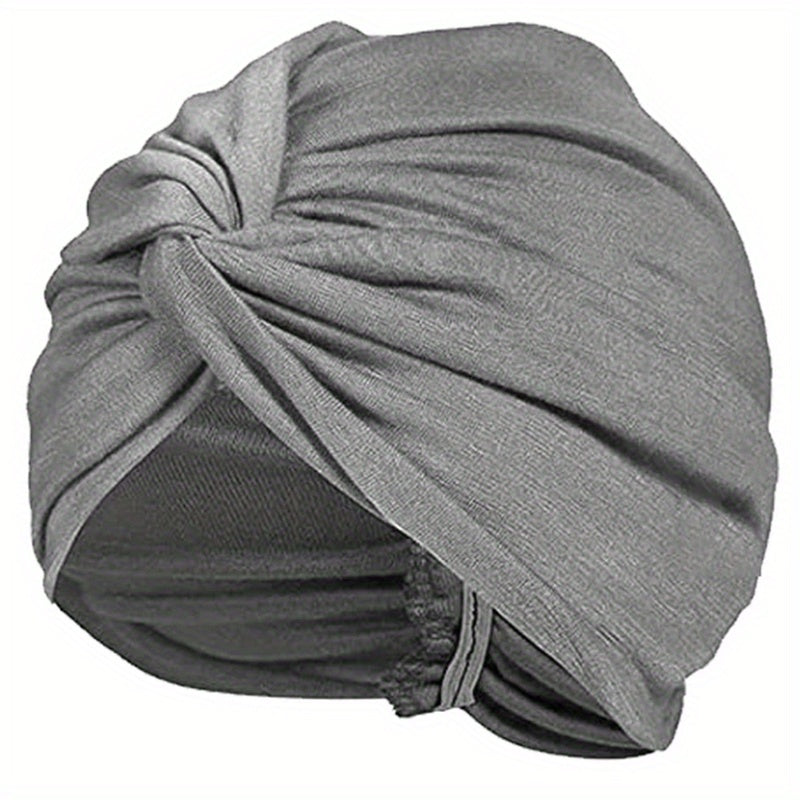 Solid Turban Head Wrap Elastic Beanie Head Scarf Chemo Cap Hijab