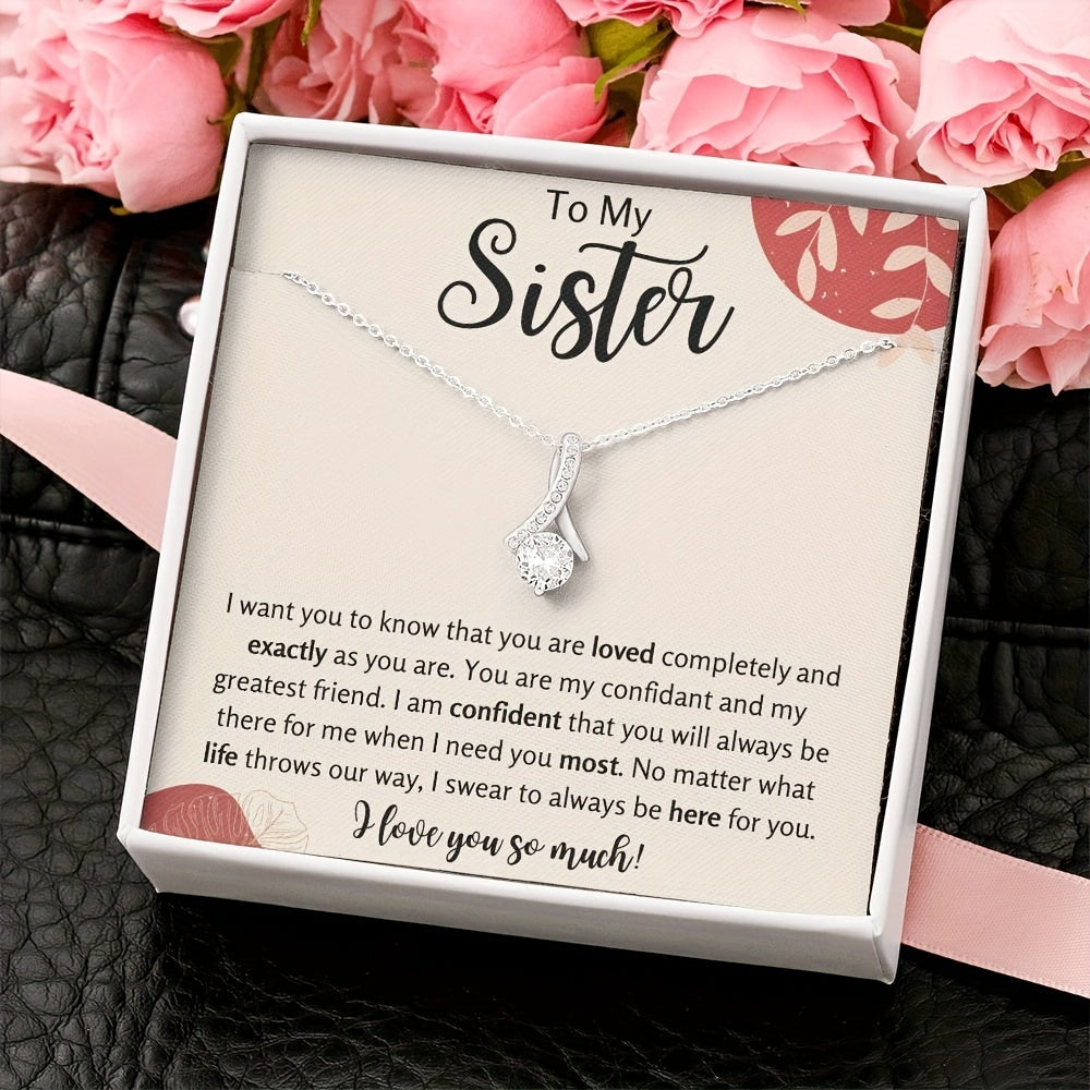 Sister Christmas Gift Necklace with Message Card