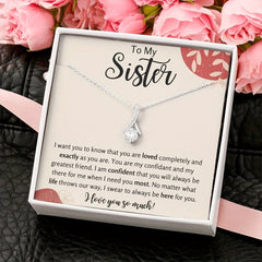 Sister Christmas Gift Necklace with Message Card