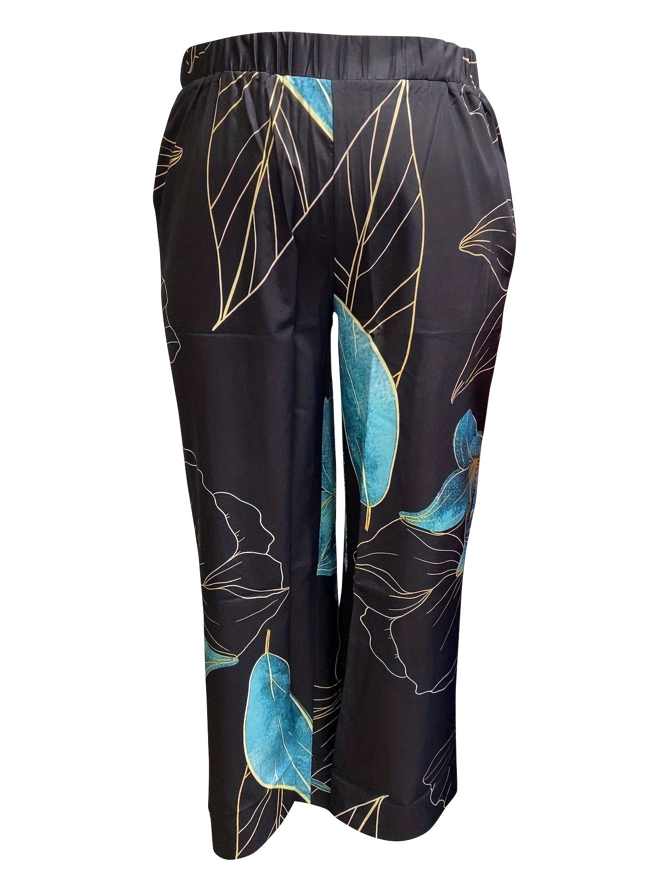 Women's Plus Floral Print V Neck Tank Top & Pants Set