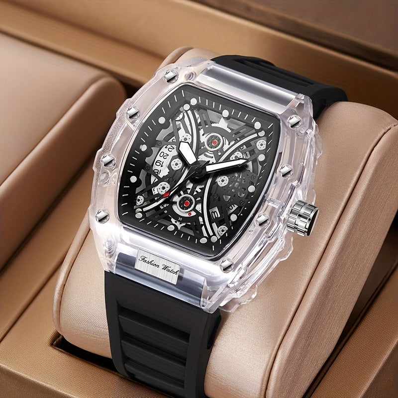Men's Transparent Barrel Hollow Night Glow Automatic Quartz Watch