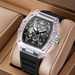 Men's Transparent Barrel Hollow Night Glow Automatic Quartz Watch