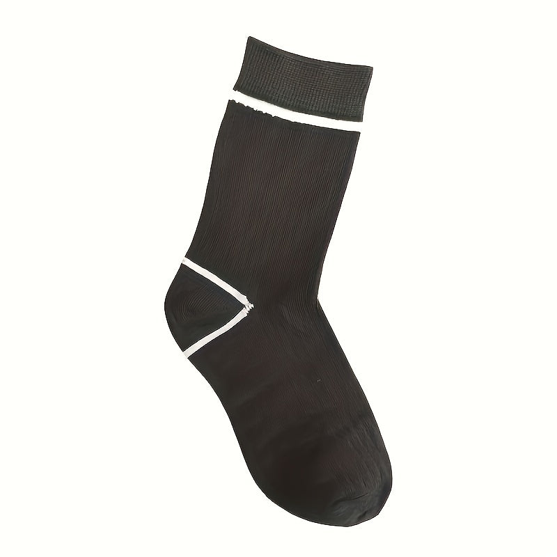 5 Pairs Letter Print Striped Socks Crew Sports Women's Stockings