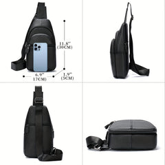 Men's High Leather Chest Bag for Mobile Phone