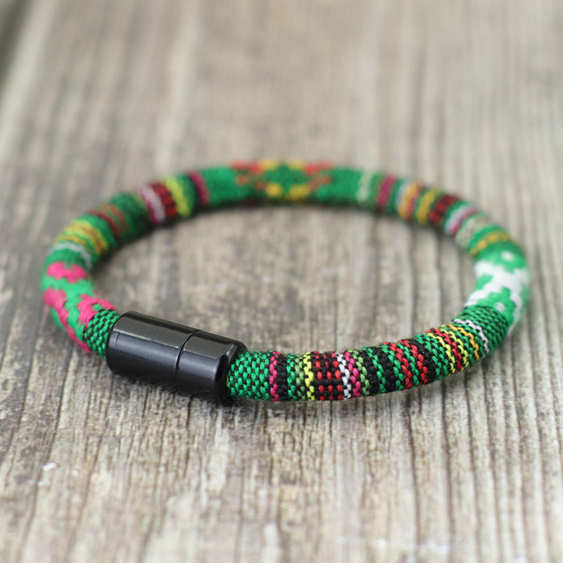 Men's Braided Leather Bracelet Bangle - Gift For Son