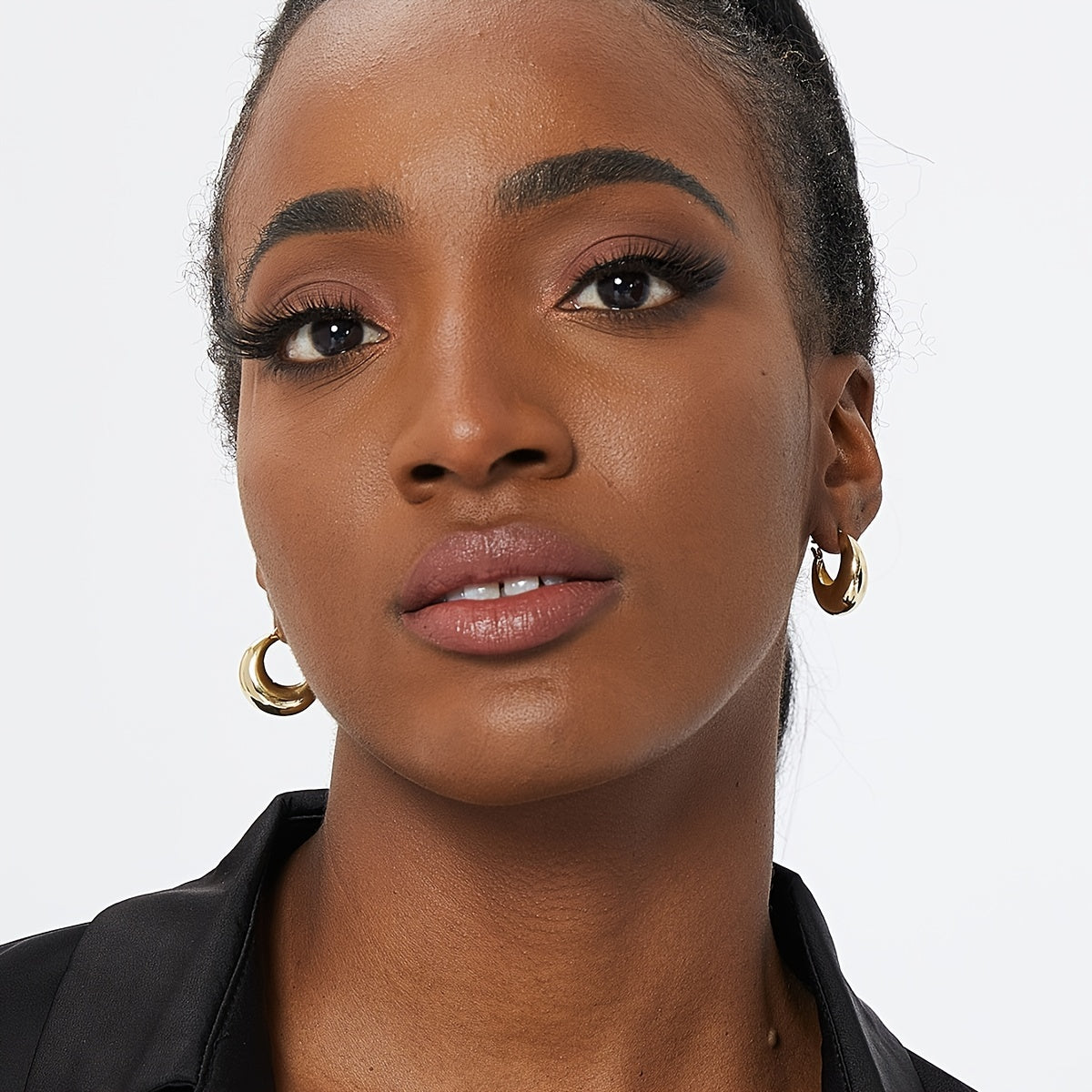 Chunky 18K Plated Huggie Hoop Earrings For Women Girls