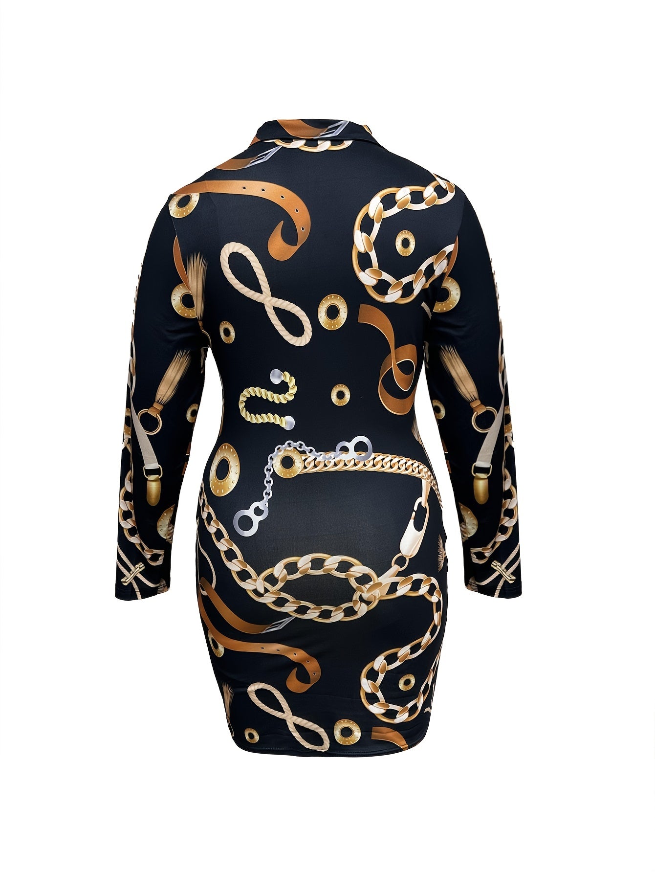  Sexy Baroque Print Zipper Bodycon Dress