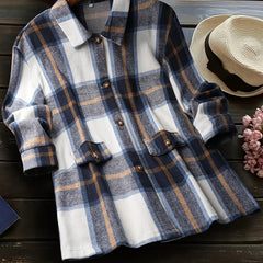  Plaid Print Long Sleeve Button Up Shirt
