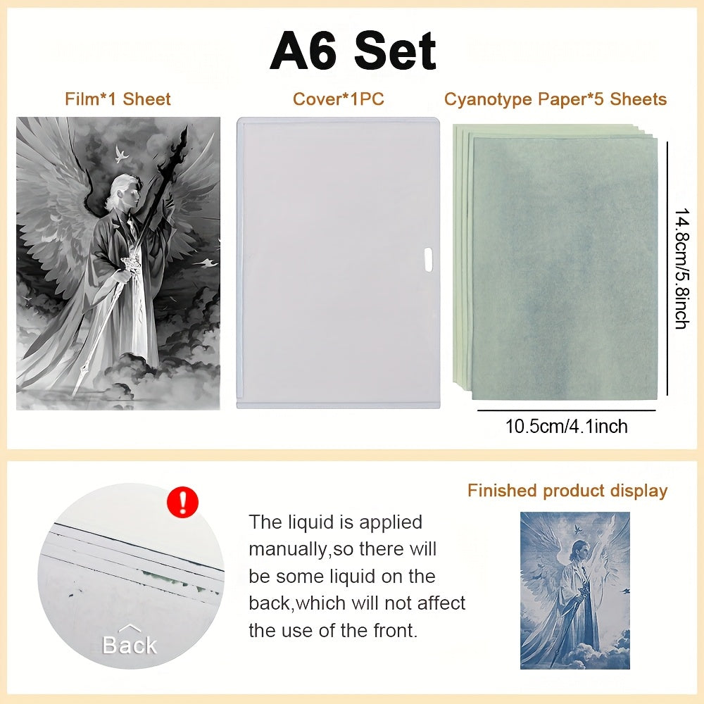 Sun Print Paper Kit 25 Sheets DIY Sun Art Cyanotype Art Paper for Crafts