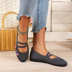 Women's Floral Embroidered Slip-On Flat Shoes Soft Sole Casual Walking Flats