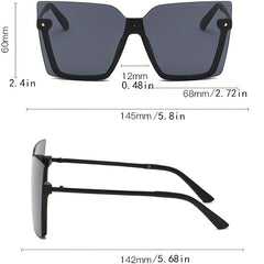 Y2K Semi Rimless Sunglasses Rivet Large UV400 Sun Shades