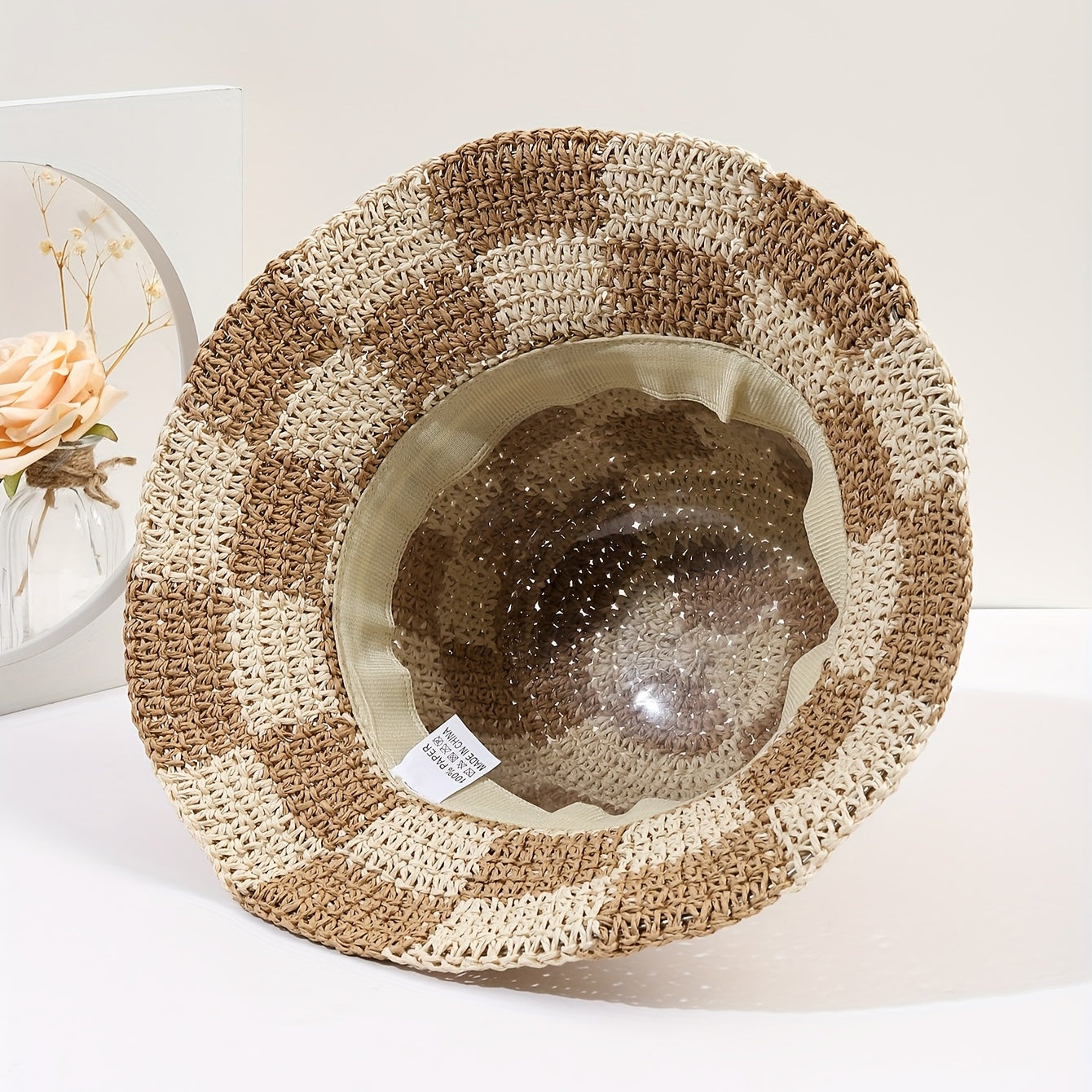 Crochet Bucket Hat Straw Sun Hat Breathable Travel Beach Hats