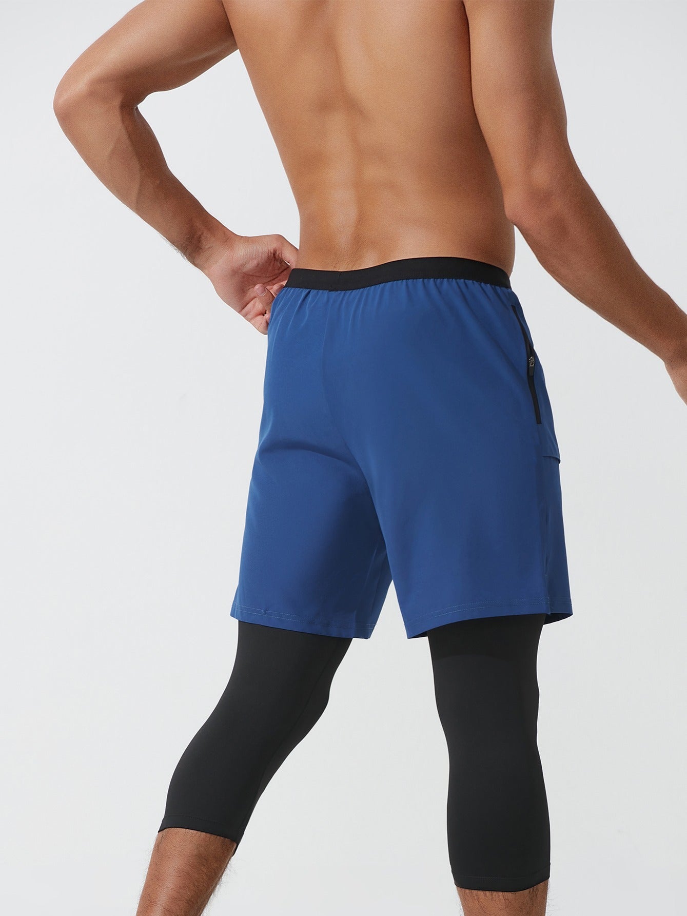 Men's Double Layer Capris With Pockets High Stretch Drawstring