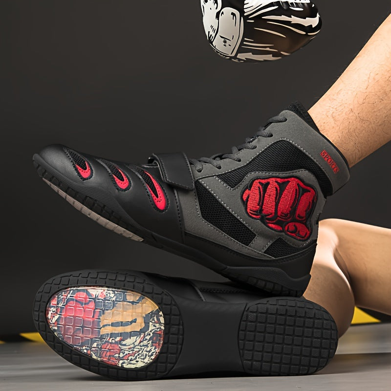 Men's Boxing Shoes Non Slip Durable Lace Up Wrestling Shoes