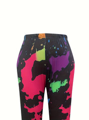  Splash Painting Print High Rise Skinny Trousers