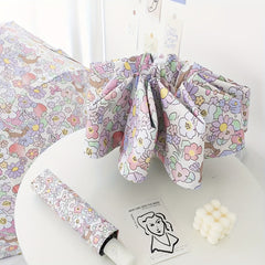 Flower Vinyl Auto Folding Umbrella Rain Or Shine Dual use Umbrella