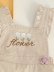 Flower Print Overall Short Pants for Baby Girls