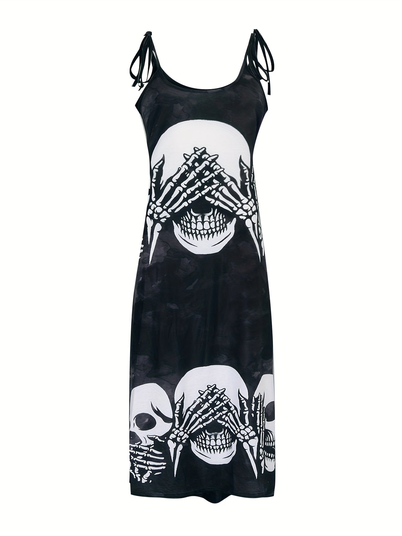  Skull Print Maxi Cami Dress