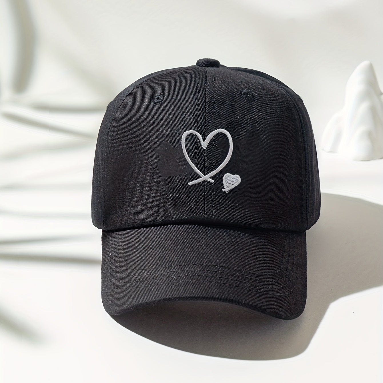 Embroidered Love Baseball Cap Lightweight Adjustable Sun Protection Couple Hat