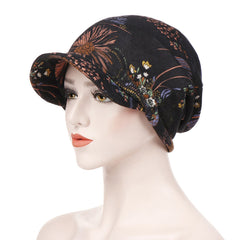 Floral Bandanna Hat Vintage Canvas Beanie Cap for Women