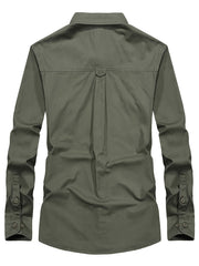 Men's Military Style Long Sleeve Solid Oversize Shirt