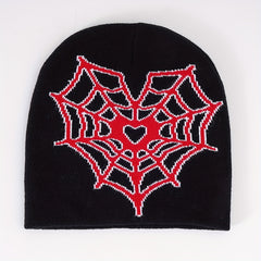 Spider Love Heart Beanie Y2k Beanie Hat Men's Winter Hat Decoration